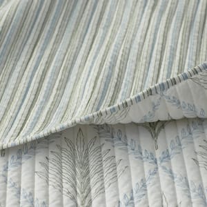 Company Cotton Summer Palm Striped Cotton Coverlet