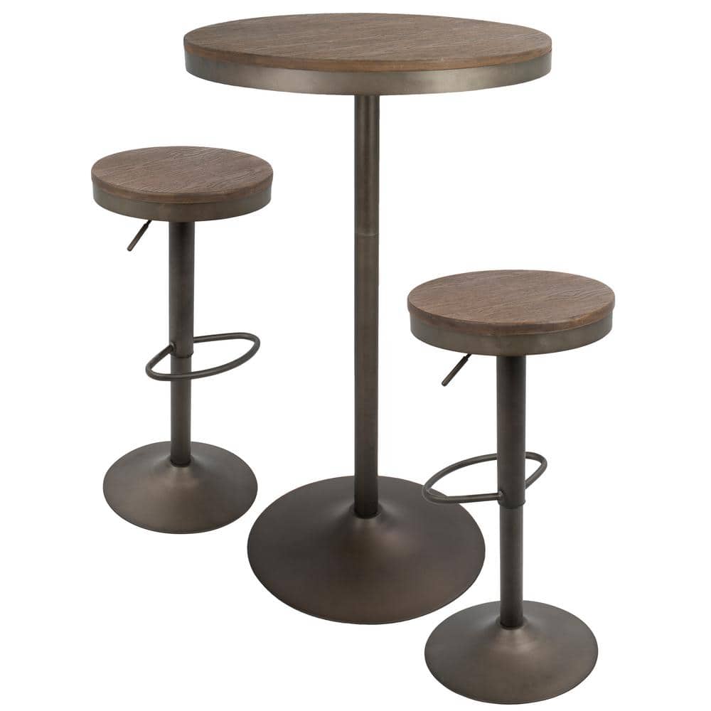 Dakota 3-Piece Black and Brown Industrial Pub Set