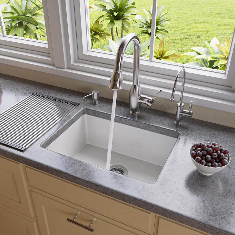 23.25'' White Fireclay Farmhouse Single Bowl Kitchen Sink
