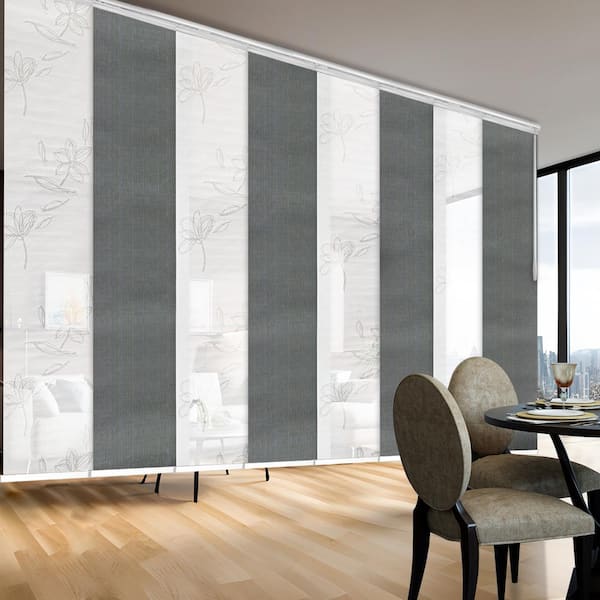 EMOH Heathered Rose 130 in. - 175 in. W x 94 in. L Adjustable 8- Panel White Double Rail Panel Track with 23.5 in. Slates