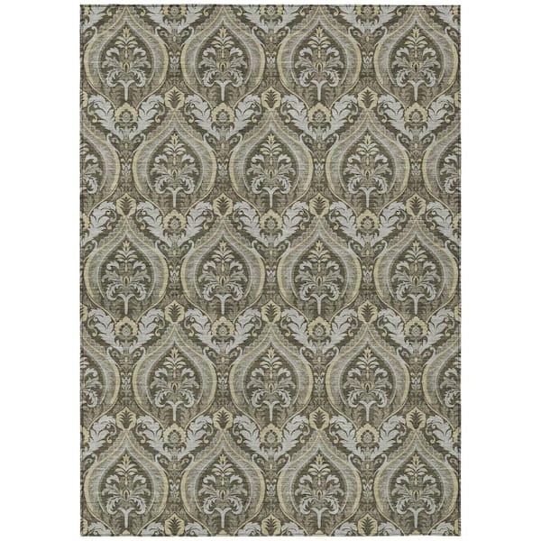 Taupe and Beige 5 ft. x 8 ft. Woven Trellis Rectangle Indoor/Outdoor Area Rug