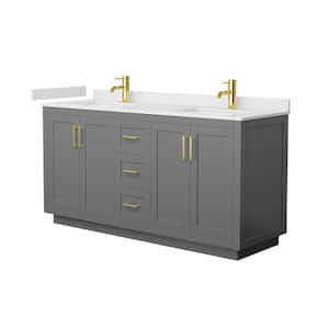 Miranda 66 in. W x 22 in. D x 33.75 in. H Double Bath Vanity in Dark Gray with White Cultured Marble Top