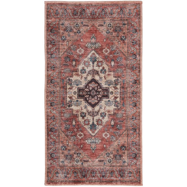 Nourison Grand Washables Rust doormat 2 ft. x 4 ft. Center medallion Traditional Kitchen Area Rug