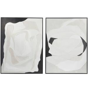 2- Panel Abstract Framed Wall Art with Black Frame 40 in. x 30 in.