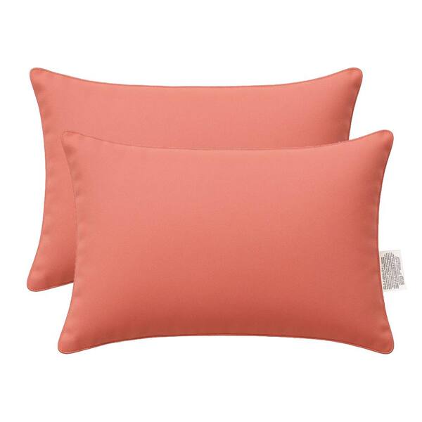 Lexi Orange Rectangular Outdoor Throw Pillow （Set of 2)