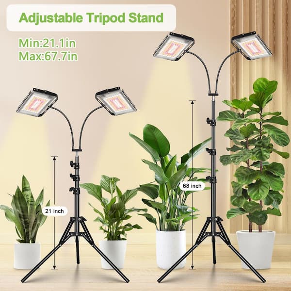 68 in. Standing Dual Head Full Spectrum Grow Light with Timer and 6-Dimmable Levels for Large Indoor Plants