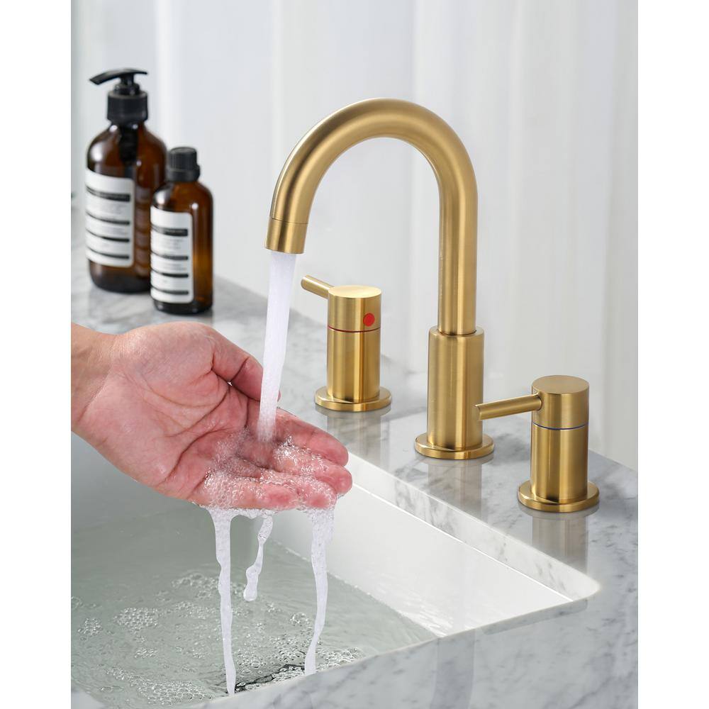Brushed Gold 8-inch Widespread Double Handle Bathroom Faucet