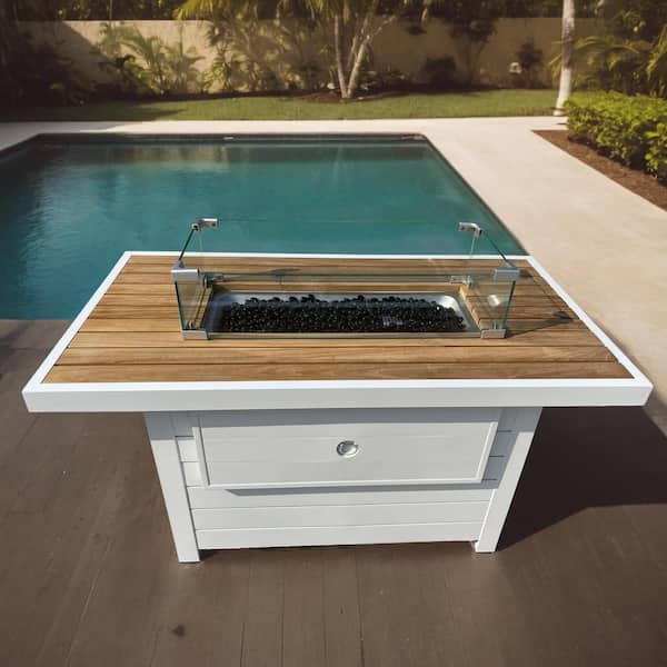 HiGreen Outdoor Denver 47 in. x 25 in. Rectangular Aluminum Teak