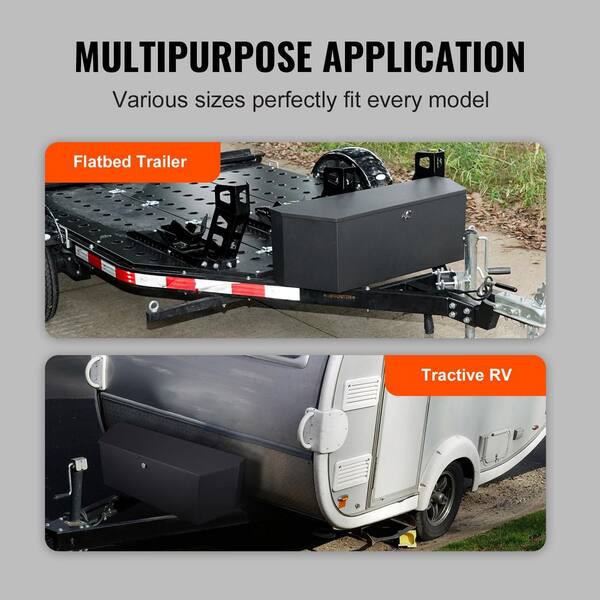 Trailer Tongue Chest Truck Tool Box in Carbon Steel with Heavy Duty Storage, Lock and Keys