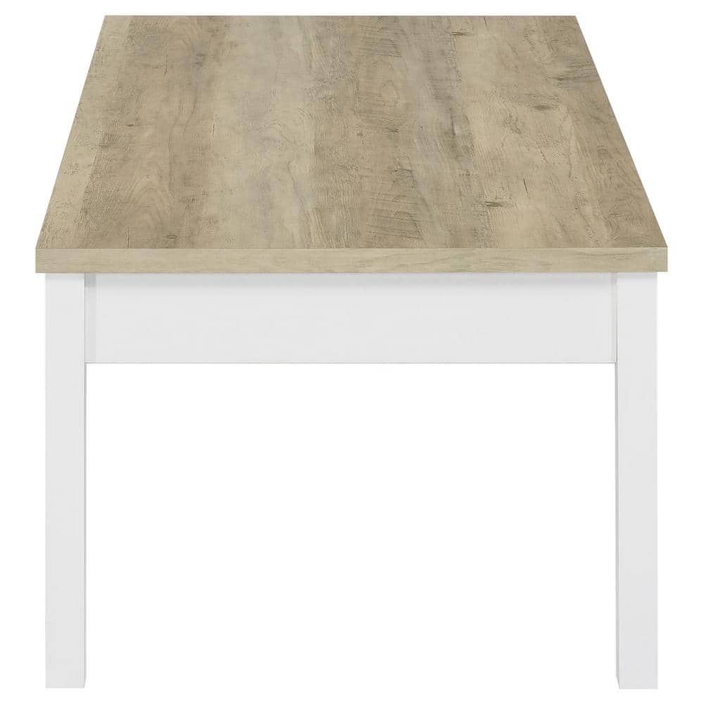 Stacie 47" Brown and White Rectangular Wood Coffee Table Set