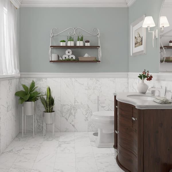 Reve Roseliere Deco Blanc 12 in. x 24 in. Porcelain Wall Tile (11.63 sq. ft. /Case)