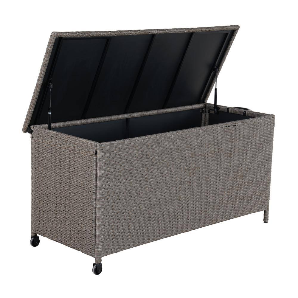 120 Gal. Brown Deck Box Rattan Storage Cabinet with Rollers and Side Handles price history on PriceWatchPro