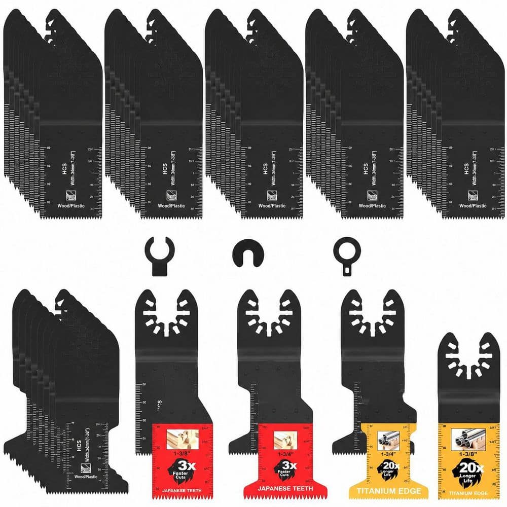 55 Pack High Carbon Steel Titanium Oscillating Saw Blades Kit with Japanese Teeth for Wood Metal Plastic Cutting price history on PriceWatchPro