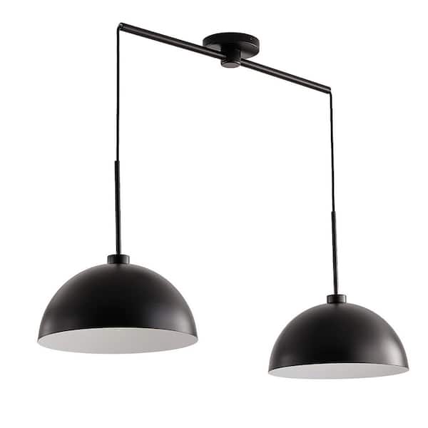 VEVETTA 41.3 in. Industrial Modern Black 2-Light Pendant Light for Dining Room, Kitchen, or Living Room (No Bulbs Included)