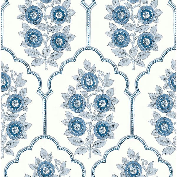 SOCIETY SOCIAL Blue Floral Bazaar Delft Peel and Stick Wallpaper