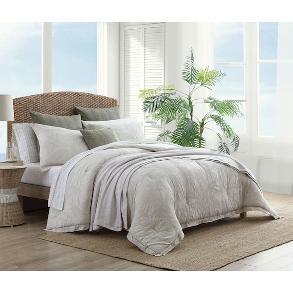 Tommy Bahama Abalone 3-Piece Gray Floral Cotton King Comforter Set