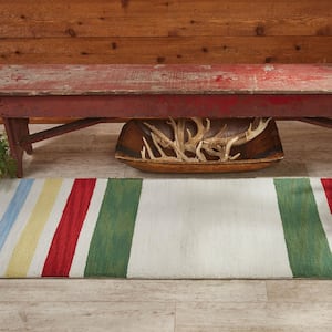 Multicolored 2 ft. x 6 ft. Camp Stripe Hooked Area Rug