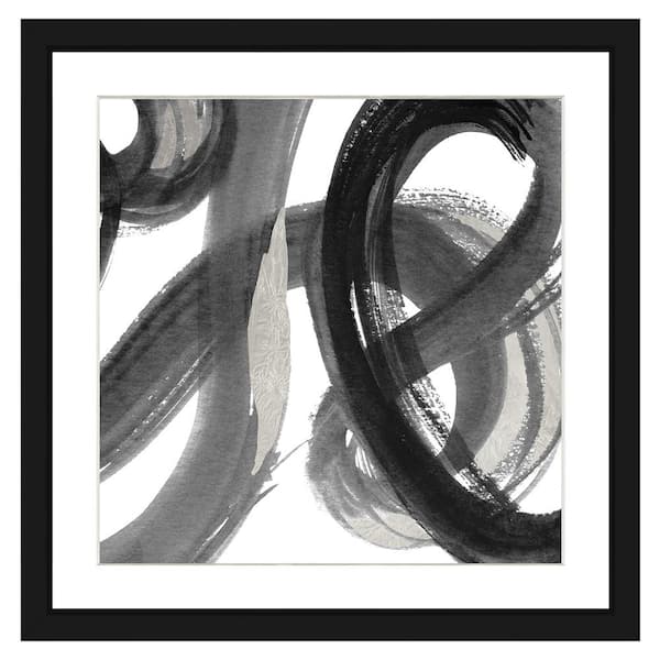Vintage Print Gallery 16 in. x 16 in. Black and White abstract I Framed Archival Paper Wall Art