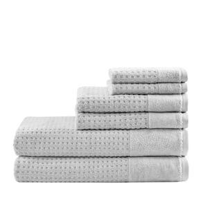 Spa Waffle 6-Piece Grey Cotton Jacquard Antimicrobial Towels Set