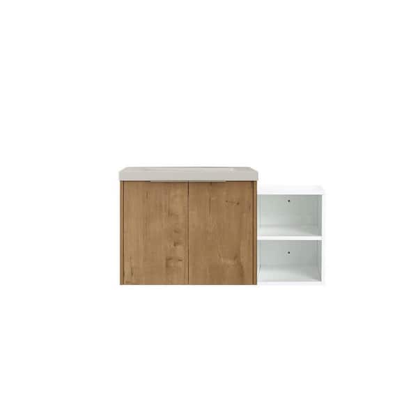 Stafford 36 in. W x 18.1 in. D x 19.3 in. H Floating Bath Vanity in Imitative Oak with White Resin Vanity Top