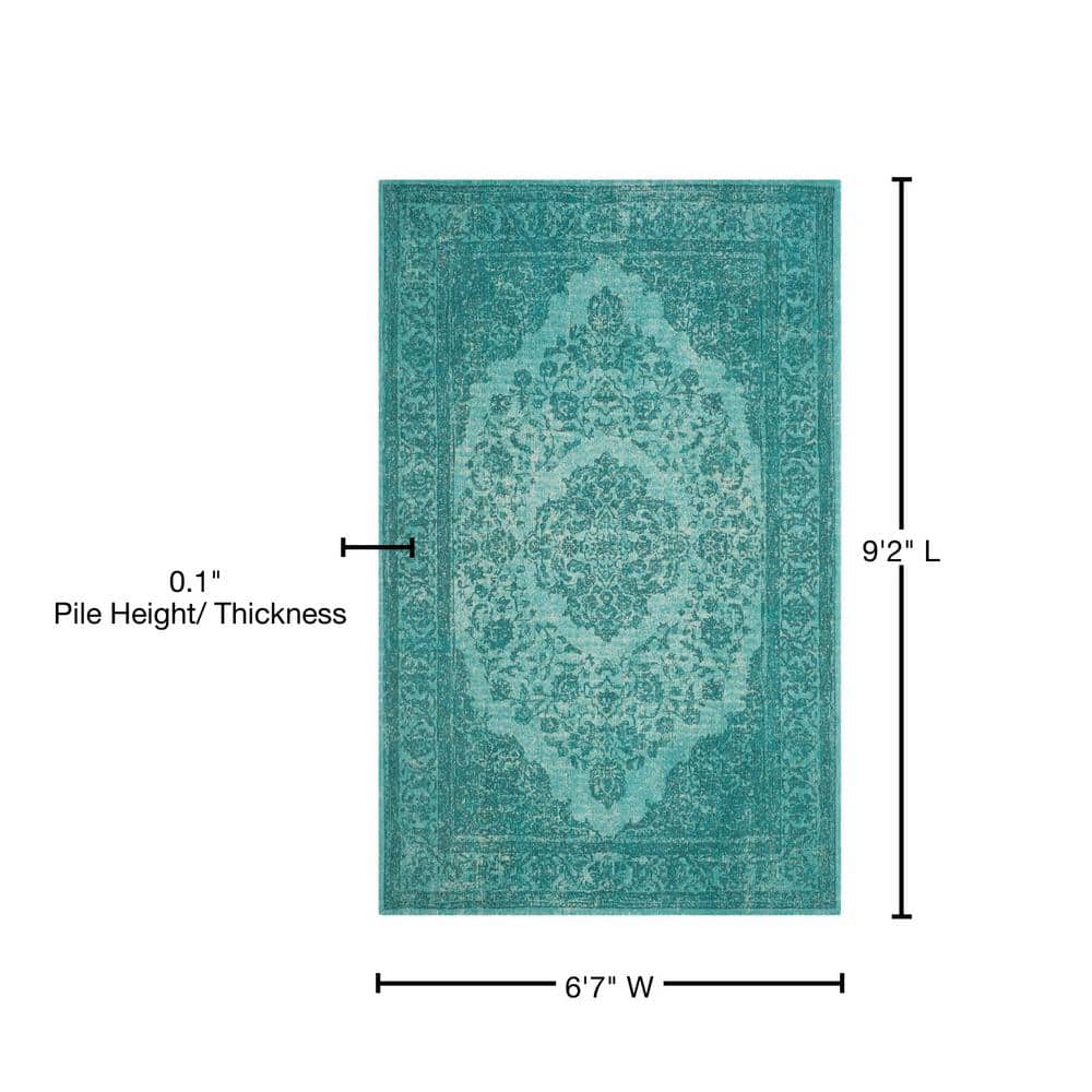 Aqua Rectangular Flat Woven Cotton Viscose Area Rug