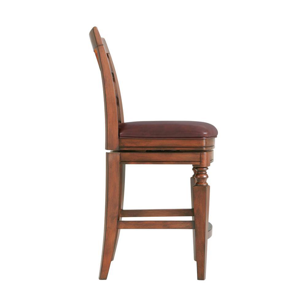Elegant Mahogany Rubberwood Counter Height Swivel Stool, Set of 2