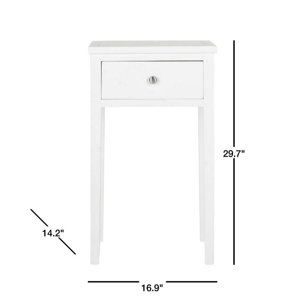 White Poplar Wood Nightstand with Storage Drawer