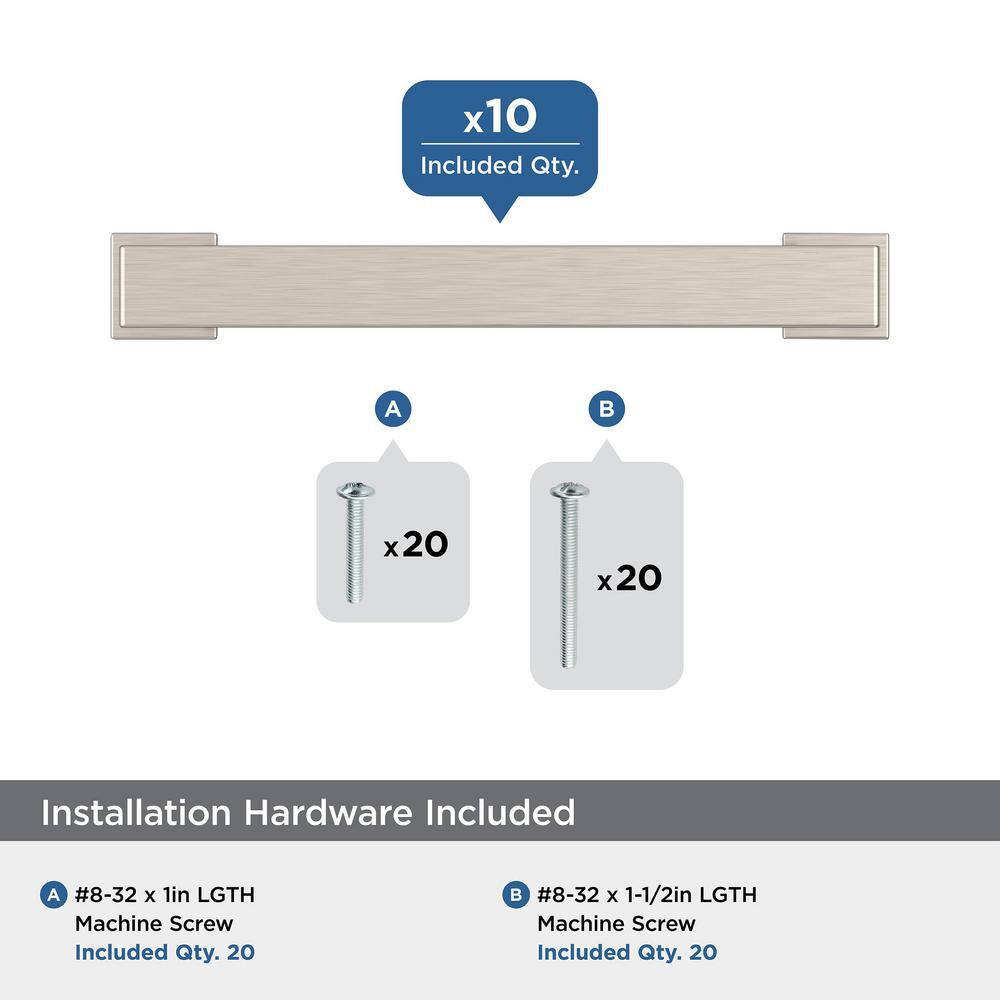 Satin Nickel 3-3/4 inch Modern Cabinet Pulls with Mounting Hardware