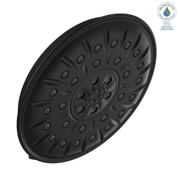 4-Spray 8.3 in. Single Wall Mount Fixed H2Okinetic Shower Head in Matte Black 4-Spray 8.3 in. Single Wall Mount Fixed H2Okinetic Shower Head in Matte Black