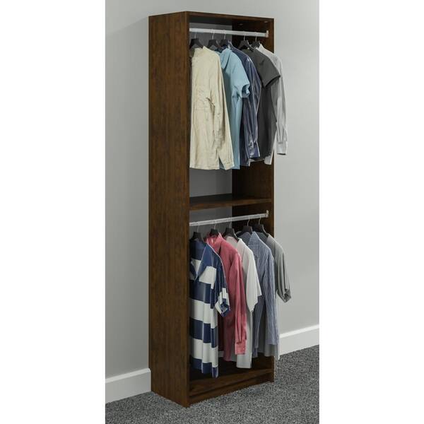 SimplyNeu 14 in. D x 24 in. W x 84 in. H Vanilla Bean Wood Double Hanging Closet System