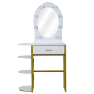 Single-Drawer Steel Frame Dresser Vanity Table White (57 in. H x 31 in. W x 15 in. D)