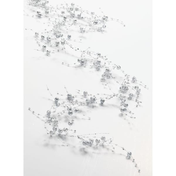 6 ft. Silver Plastic Unlit Artificial Christmas Garland with Beads
