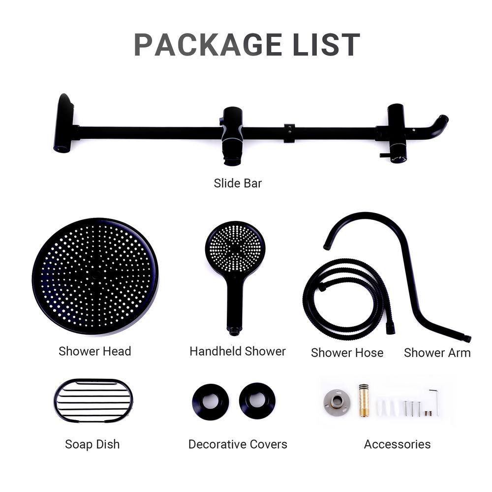 Matte Black Dual Shower Head with Handheld and Rainfall Spray