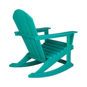 Laguna Fade Resistant Outdoor Patio HDPE Poly Plastic Adirondack Porch Rocking Chair in Turquoise