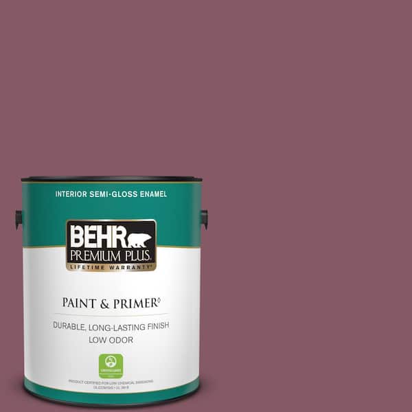 BEHR PREMIUM PLUS 1 gal. #100D-6 Rose Garland Semi-Gloss Enamel Low Odor Interior Paint & Primer