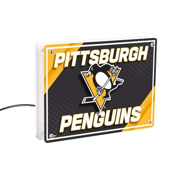 Evergreen Pittsburgh Penguins NHL Black Rectangle Desklite LED Decor