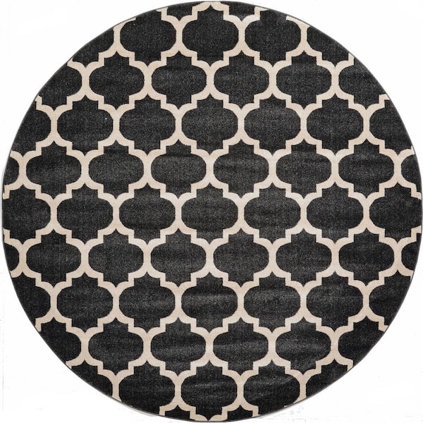 Trellis Philadelphia Black/Beige 8' 0 x 8' 0 Round Rug