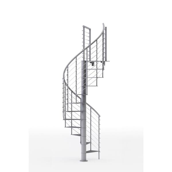 Mylen STAIRS Hayden Gray Interior 42in Diameter, Fits Height 85in - 95in, 1 42in Tall Platform Rail Spiral Staircase Kit