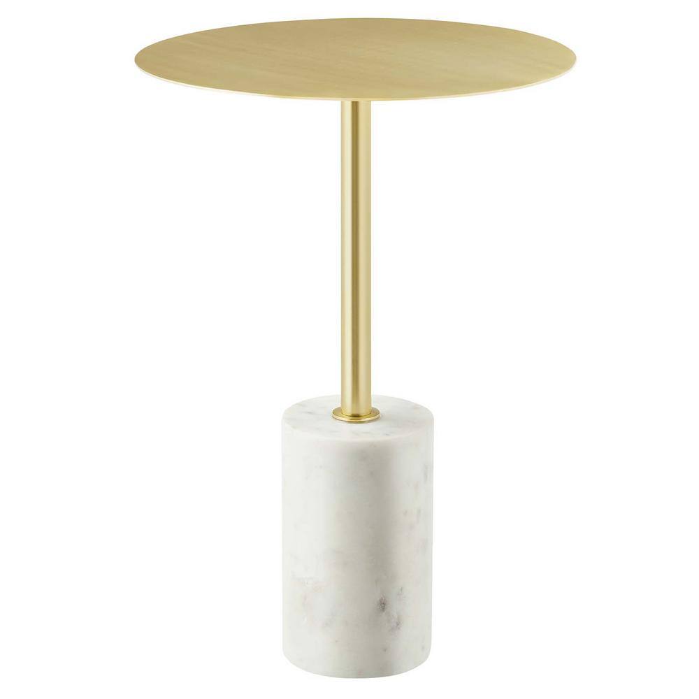 Lyric 14 in. W White Brass Round Side Table - thumbnail 3