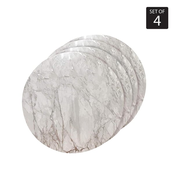 Dainty Home Marble Cork 15 in. x 15" In. Grays and Silver Cork Round Placemats Set of 4