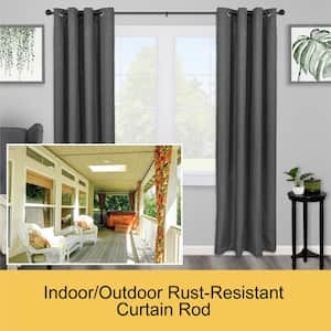 Adler Industrial 48 in. - 84 in. Adjustable Single Indoor/Outdoor Rust-Resistant Curtain Rod 5/8 in. Diameter in Black
