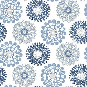 Sunkissed Blue Floral Paper Strippable Roll (Covers 56.4 sq. ft.)