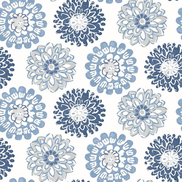 Chesapeake Sunkissed Blue Floral Blue Wallpaper Sample