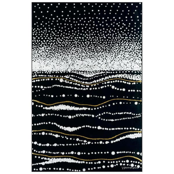 Black 5 ft. x 8 ft. Infinity Sands II Washable Black Art Area Rug