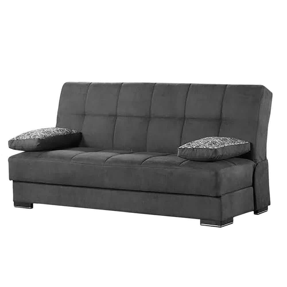 Ottomanson Alcove Collection Convertible 75 in. Grey Chenille 3Seater