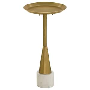 Alpine 12.25 in. White and Gold Round Metal End Table