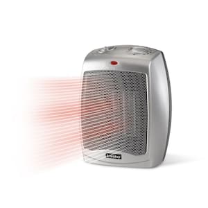 1500W 9.2 in. Gray Electric Tabletop Ceramic Space Heater with Adjustable Thermostat and Overheat Protection
