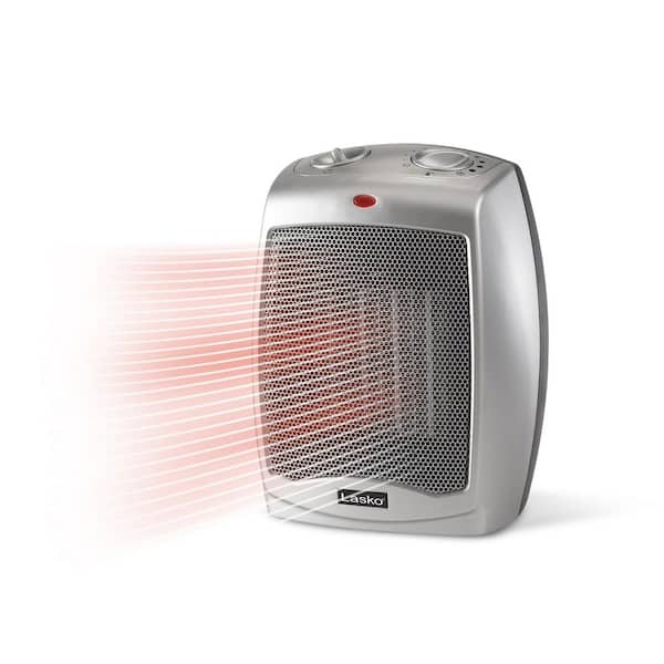 1500W 9.2 in. Gray Electric Tabletop Ceramic Space Heater with Adjustable Thermostat and Overheat Protection