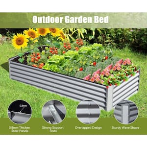 8 ft. x 4 ft. x 1.5 ft. Sliver Galvanized Steel Rectangular Outdoor Raised Garden Bed