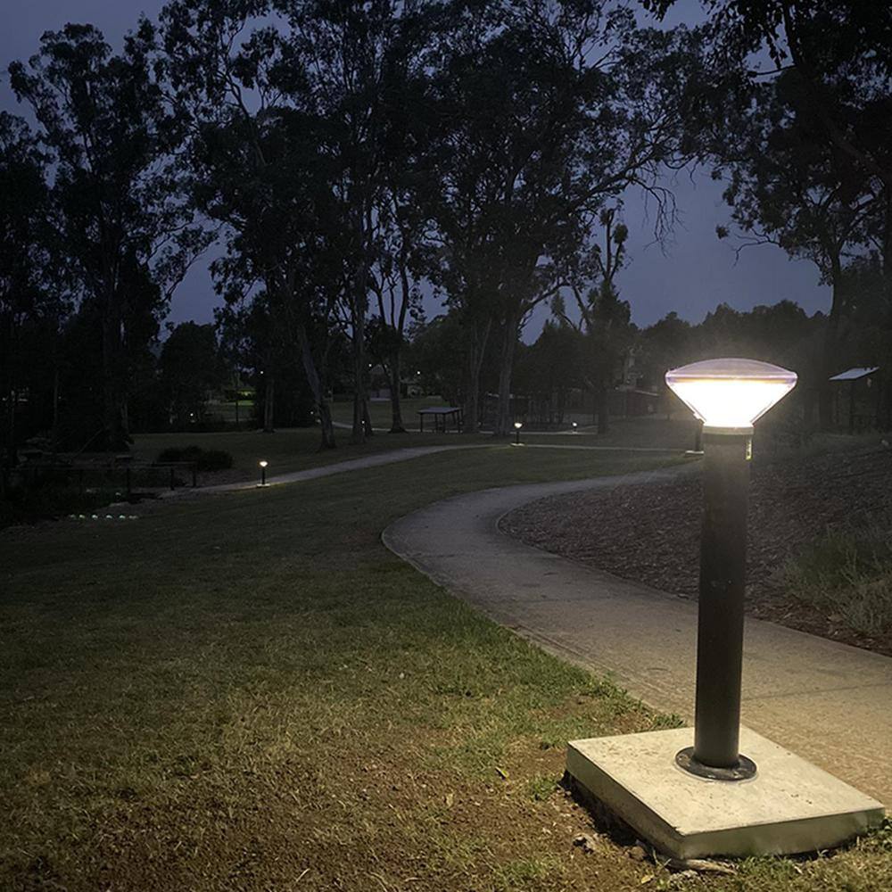 Solar Black LED Vandal Resistant Pathway Bollard Light